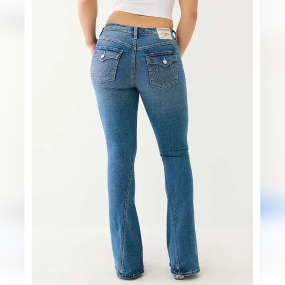 True Religion Joey Mid Rise Single Needle Flare Jean Medium Storm Wash  Size 29 - Picture 6 of 16